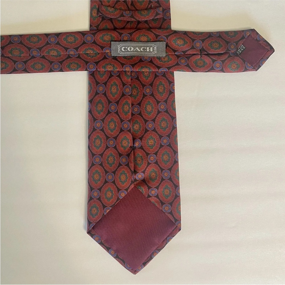Vintage COACH Art Deco Red Silk Classic Tie, 3.5 x 60 Authentic Made in Italy - Picture 3 of 6